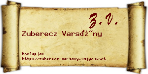 Zuberecz Varsány névjegykártya